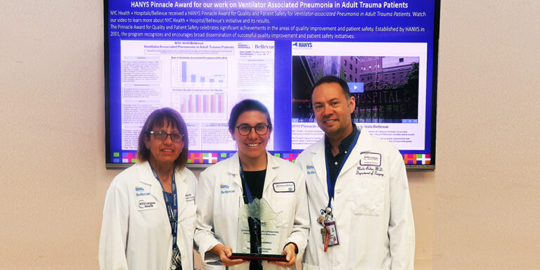 Bellevue Receives Award for Reducing Ventilator Associated Pneumonia in Trauma Patients