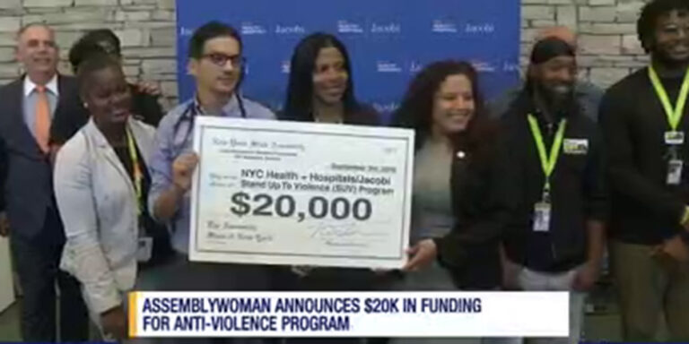 $20K Funding Secured for NYC Health + Hospital/Jacobi’s Stand Up to Violence Program