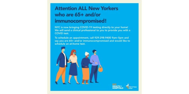 NYC Test & Trace Announces At-home Testing for Immunocompromised and Those Ages 65+