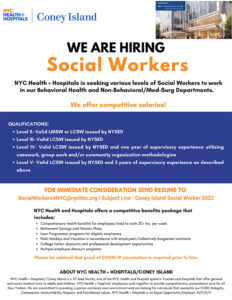 Coney Island We Are Hiring Social Workers