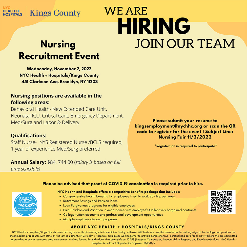 Kings County Nursing Recruitment Event - NYC Health + Hospitals