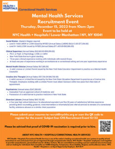 Correctional Health Services Mental Health Services Recruitment Event