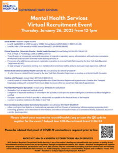 Correctional Health Services Mental Health Services Virtual Recruitment Event