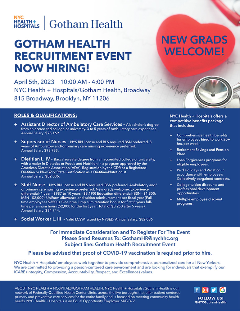 Gotham Health Recruitment Event NYC Health + Hospitals