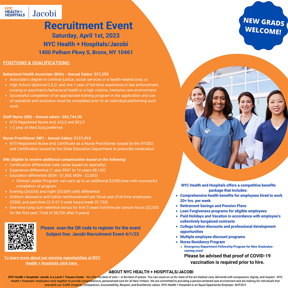 Jacobi Recruitment Event NYC Health + Hospitals