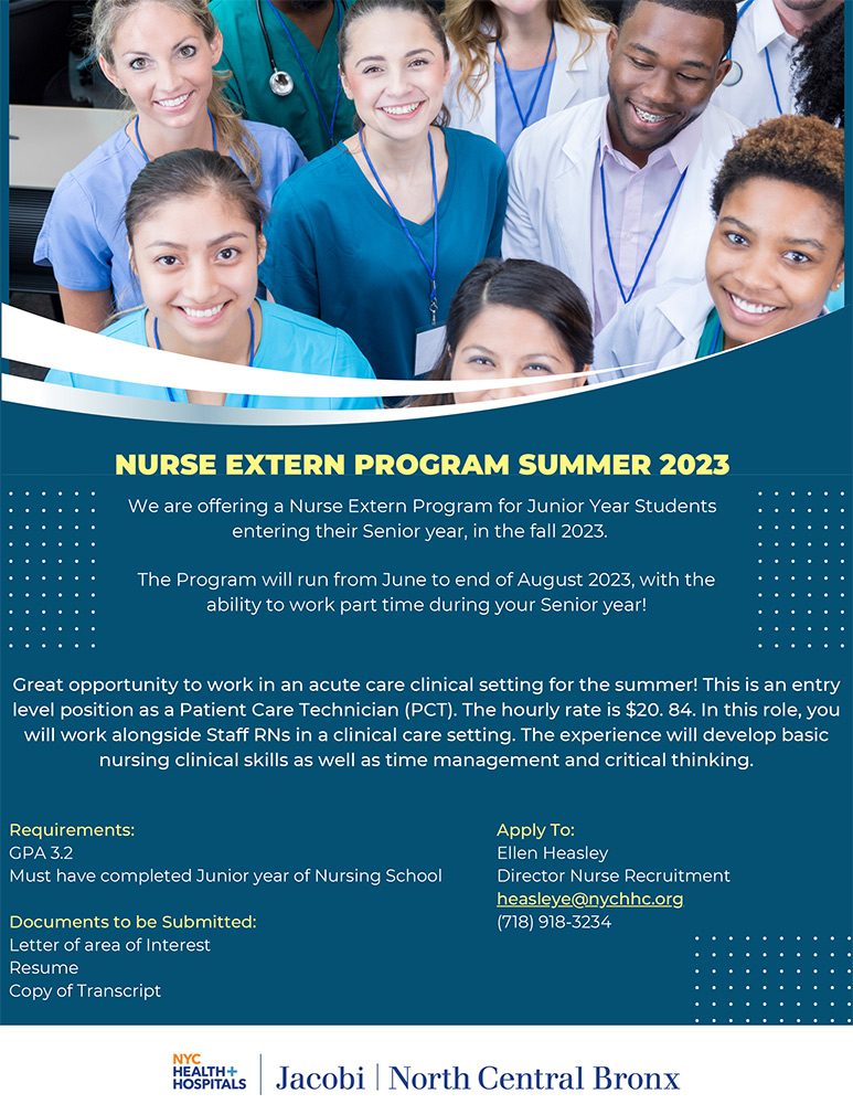 Nurse Extern Program Summer 2023 NYC Health + Hospitals