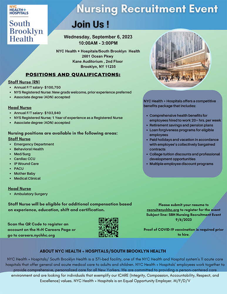 South Brooklyn Health Nursing Recruitment Event NYC Health + Hospitals