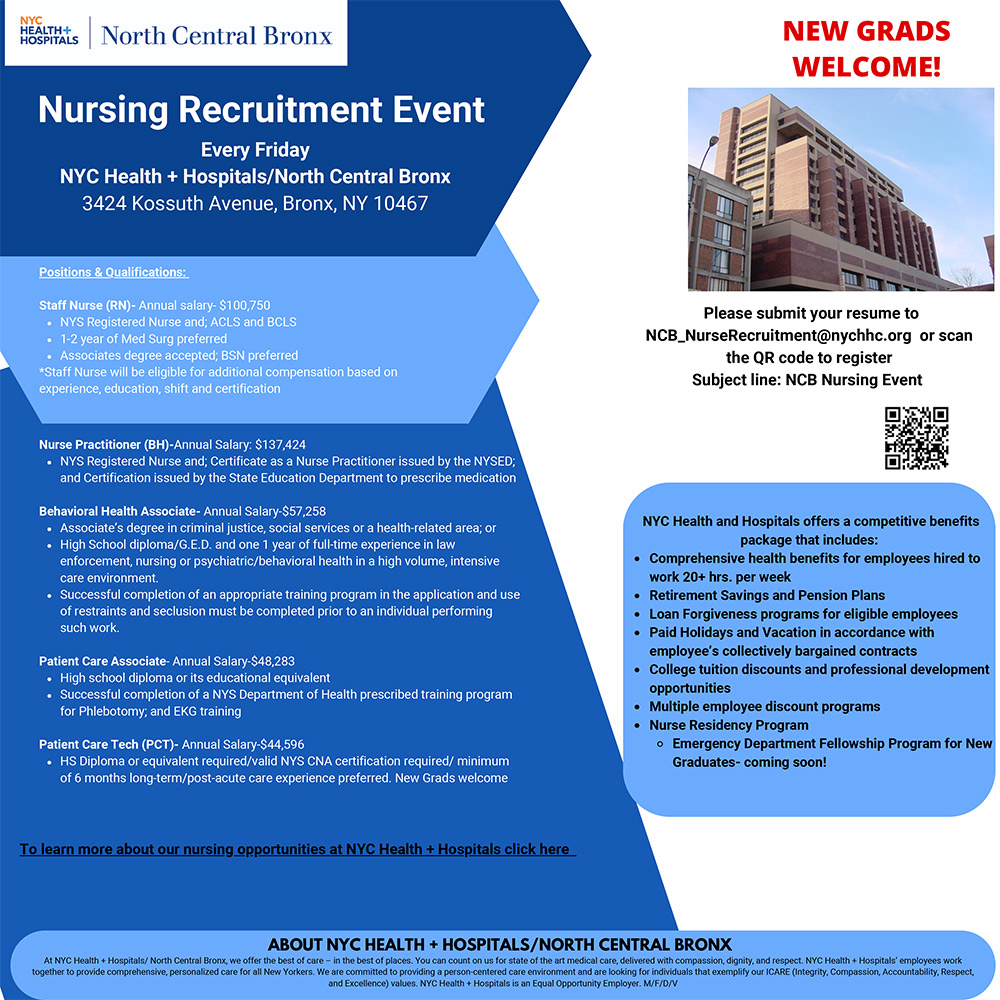 North Central Bronx Nursing Recruitment Event NYC Health + Hospitals
