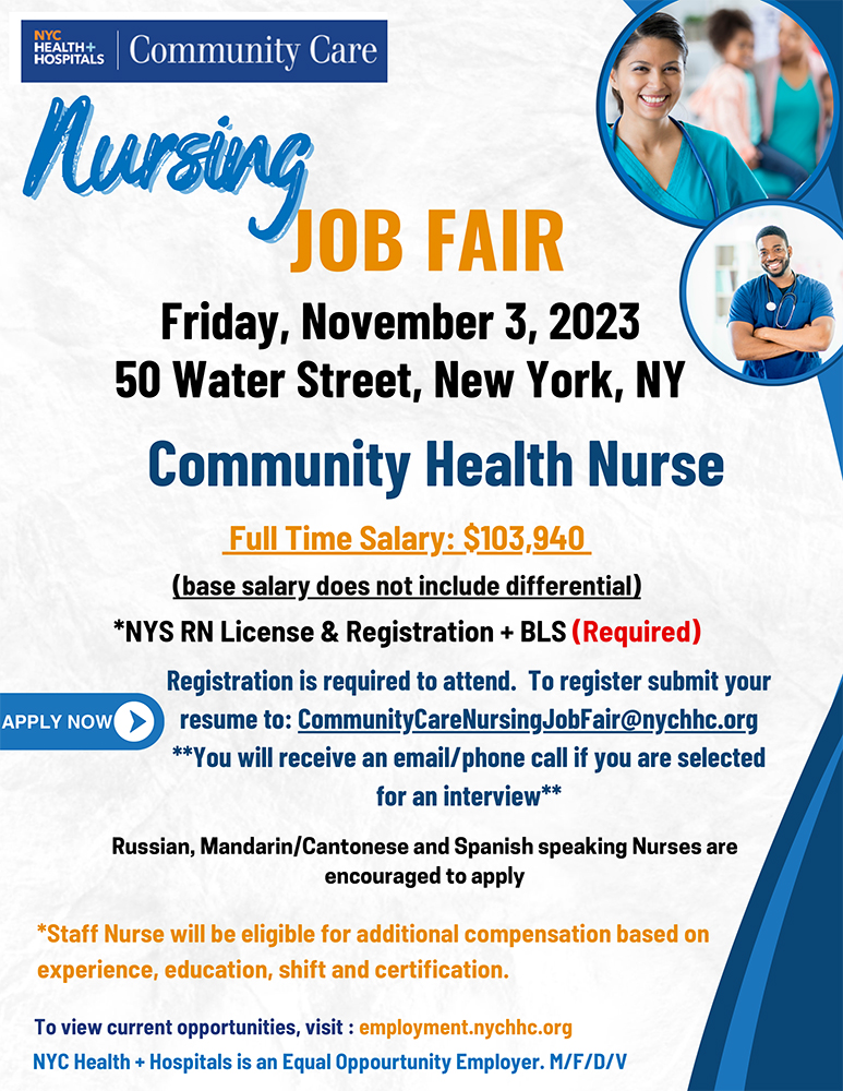 Community Care Nursing Job Fair NYC Health + Hospitals