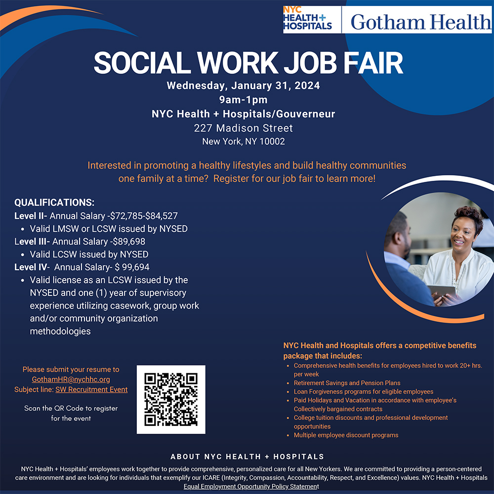 Gotham Health Social Work Job Fair NYC Health + Hospitals