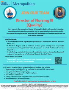 Metropolitan – Join Our Team – Director of Nursing III (Quality)