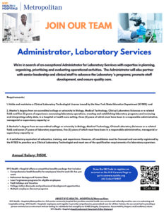 Metropolitan – Join Our Team – Administrator, Laboratory Services