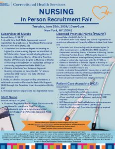 Correctional Health Services Nursing In Person Recruitment Fair
