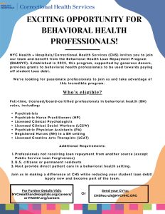 Correctional Health Services Exciting Opportunity for Behavioral Health Professionals!