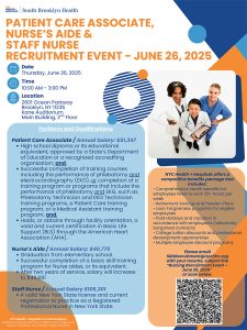 South Brooklyn Health Patient Care Associate, Nurse’s Aide & Staff Nurse Recruitment Event