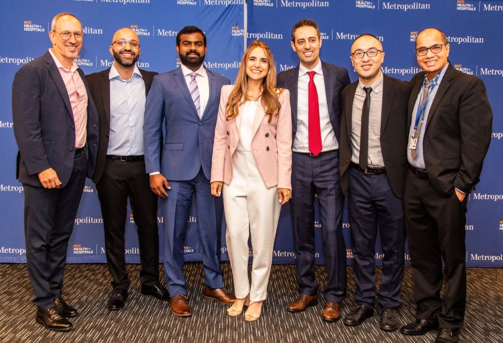 2024-2025 Resident graduates with Chief of Anesthesiology Dr. Michael Girshin and Program Director Dr. Roni Mendonca