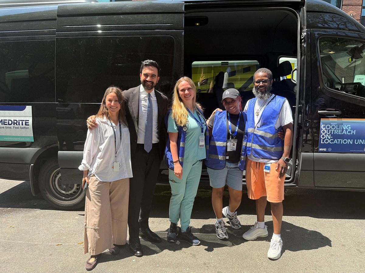 Mayor Mamdani visited a COOL team before they deployed last Friday to learn more about their life-saving work