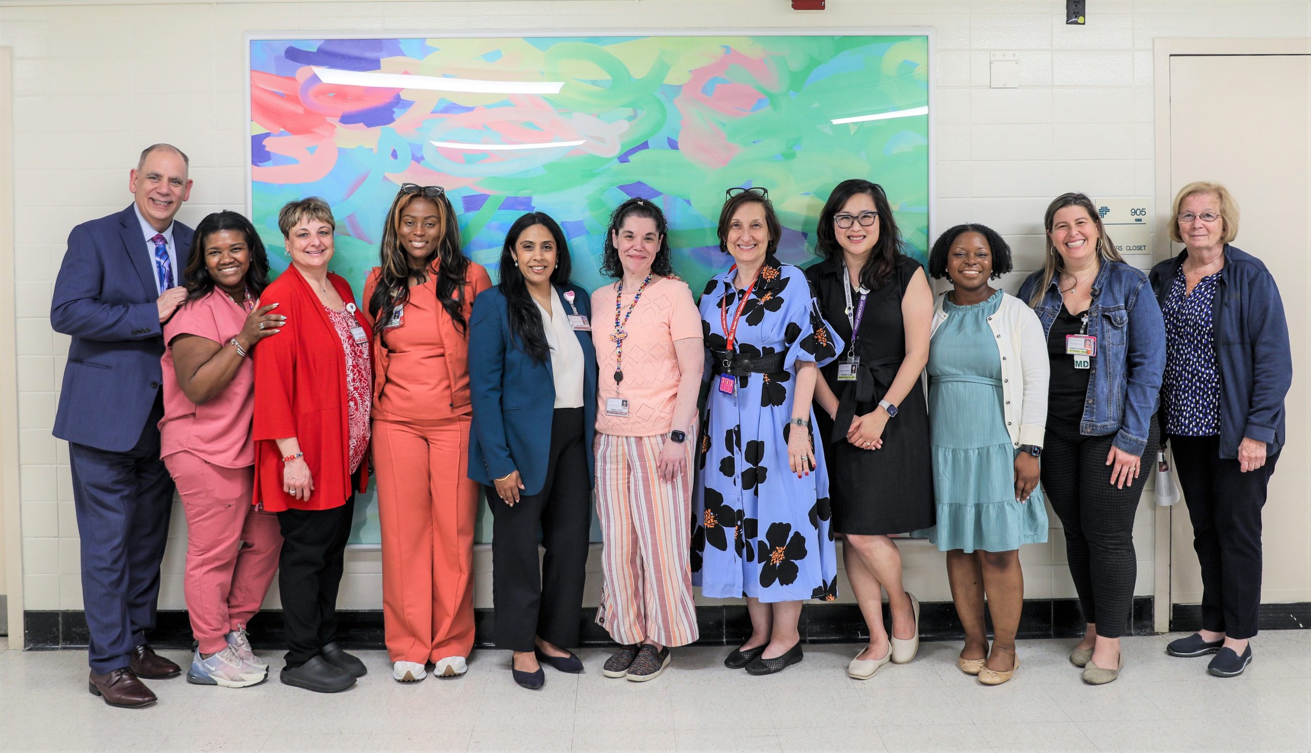 NYC Health + Hospitals/Jacobi CEO Chris Mastromano, COO Jordana Bailey, CMIO Daran Kaufman, CXO Donna Geiss, Chair of Behavioral Health Dr. Maryann Popiel with Jacobi Hospital’s Behavioral Health Team (Jacqueline Hunter, Shani Bennett, Lisa Ramroop, Sonia Haynes, Tiffany Lu, Sherrifa Bailey)