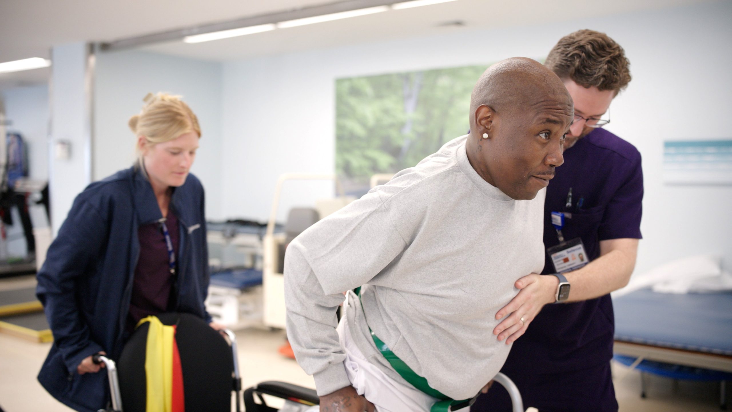 Medical and therapy staff at Bellevue Hospital helped Omari McFarlane regain the ability to complete daily tasks and walk again after sustaining a stroke.