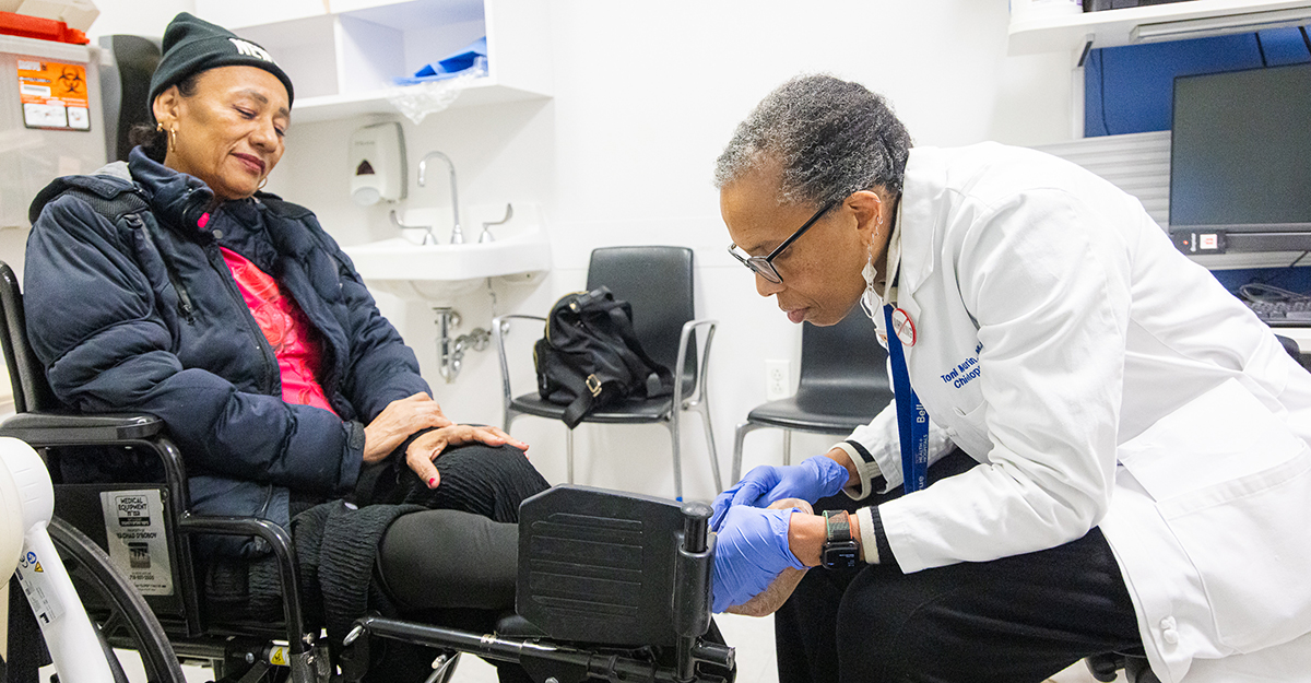 Providing care without exception. Dr. McLaurin sees a patient with a long-standing injury that will need reconstructive surgery.