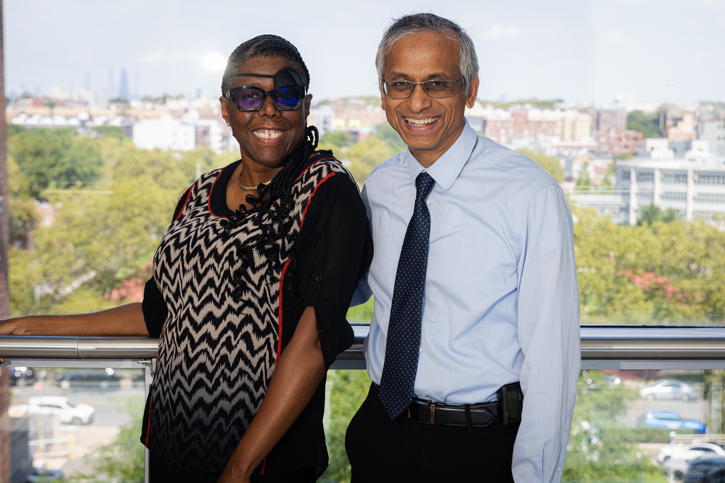 Patient Grace Carter with Kings County Hospital Physician Specialist Dr. John Muthu.