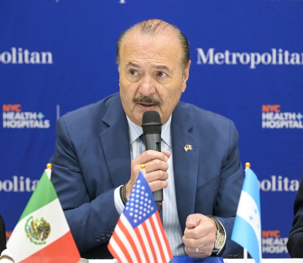 Marcos Bucio Mújica, Consul General of Mexico in New York, speaks during the inaugural 2026 Met Nation Summit. Photo by Damien Kim for Metropolitan Hospital.