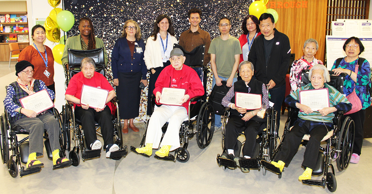 NYC Health + Hospitals/Gouverneur long-term care residents receive special citations from the Office of NYC Council Member Christopher Marte in celebration of more than 100 years of life experiences.