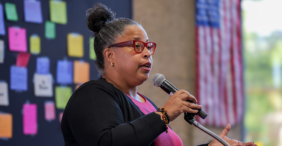 Survivor Lisa Jones bravely recounted her experience, and advocated for survivors’ enduring need for care.