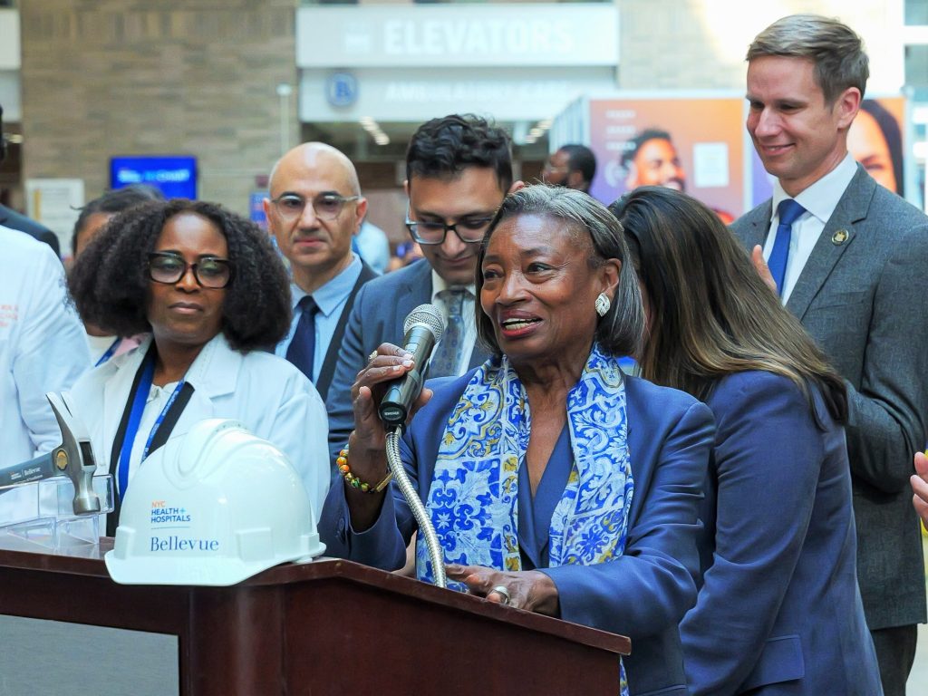 New York State Senate Majority Leader Andrea Stewart-Cousins at the announcement of a $5 million New York State Senate investment to expand child & adolescent psychiatric inpatient care at Bellevue Hospital.