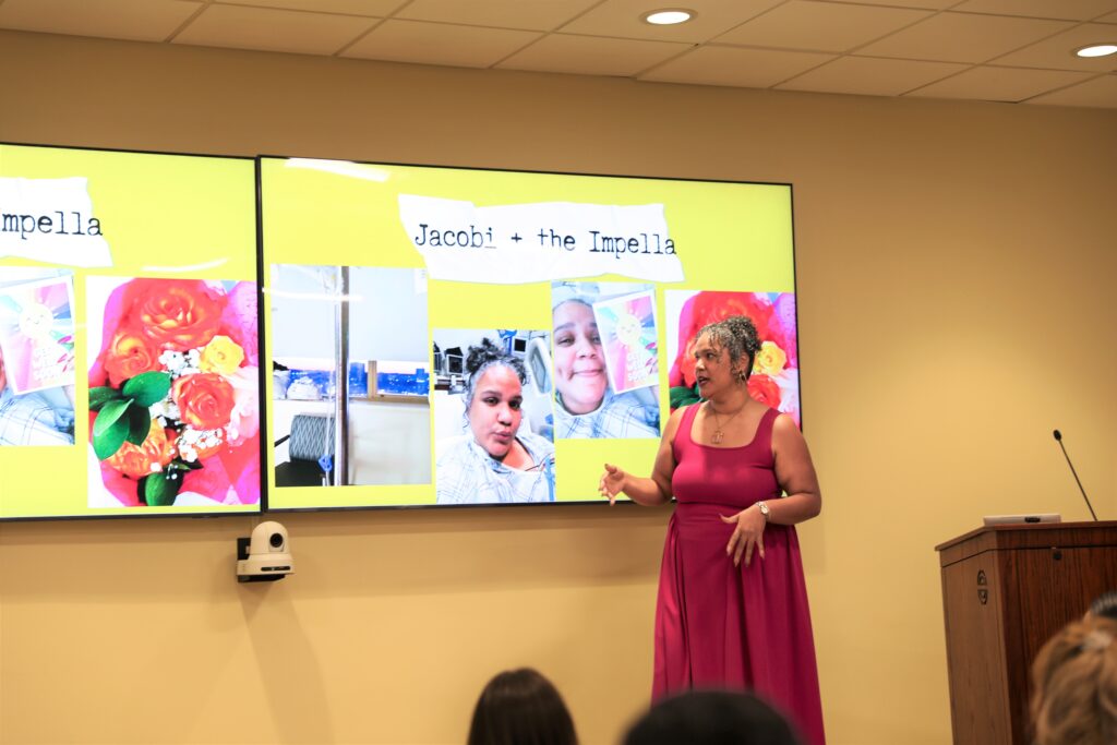 Marlin Santana created a slideshow presentation recounting her experience, the impact on her life, and expressing gratitude for the teams at Jacobi and Impella.