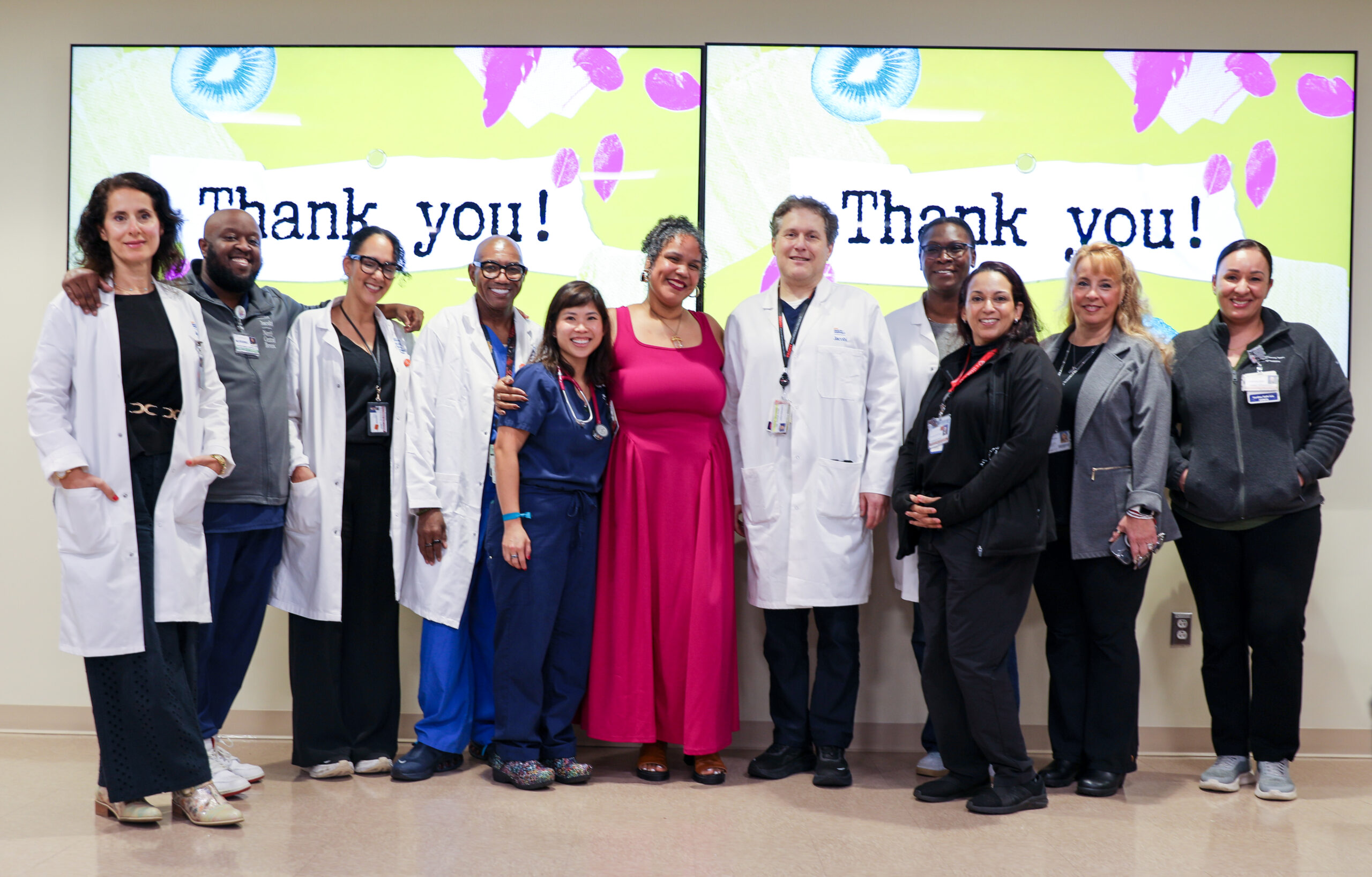 Marlin Santana with Deputy Chief Operating Officer at NYC Health + Hospitals/Jacobi | North Central Bronx’s Jacobi campus Janice Halloran, Head of Cardiology Dr. Seth Sokol, Dr. Eleonora Gashi, Dr. Salwa Paige, Cardiology Physician Assistant Phuong Dinh Mac, Cardiac Catheter Lab Director of Nursing Daleth Koroghlian, Critical Care Unit Director of Nursing Dwayne Ishmel-Husbands, Cardiac Catheter Staff Nurse Gary Goldsberry, Associate Director of Acute Nursing Josephine Del Villar, Associate Director Janet Hernandez, CCU Coordinating Manager Annie Fernandez