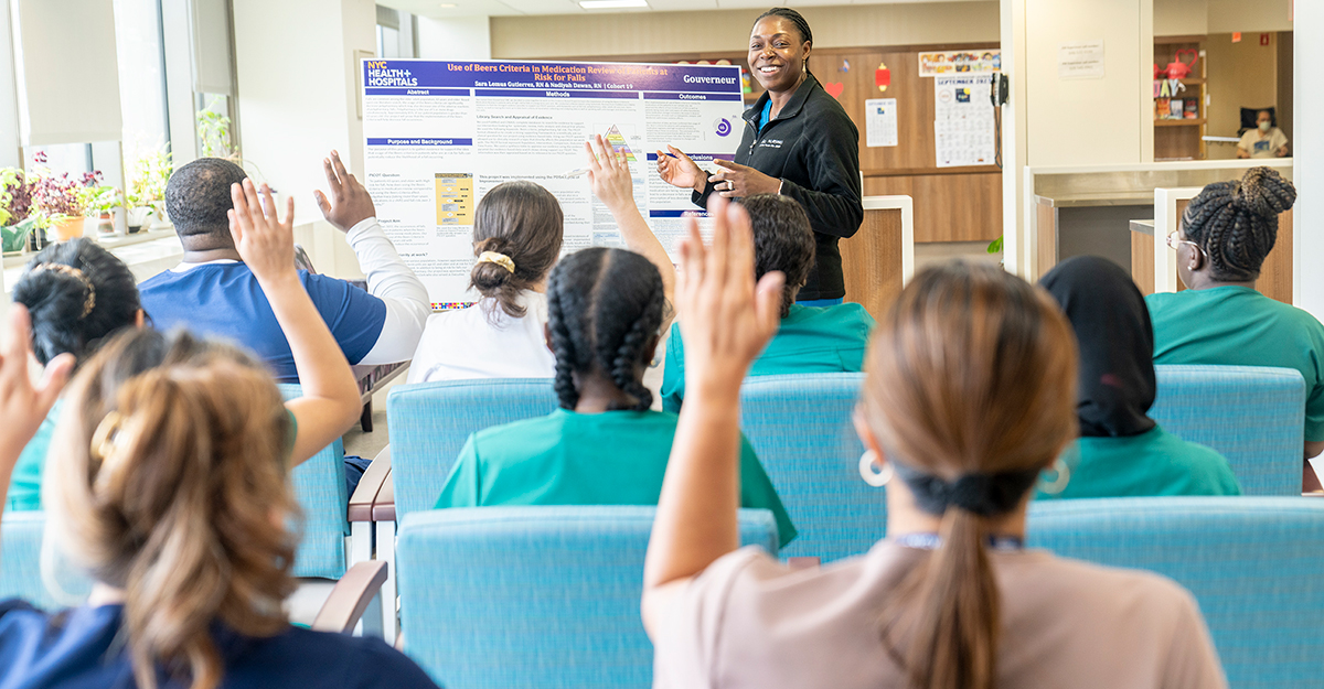 During a new staff orientation, NYC Health + Hospitals/Gouverneur offers insight on its robust nursing education, training, and development program.