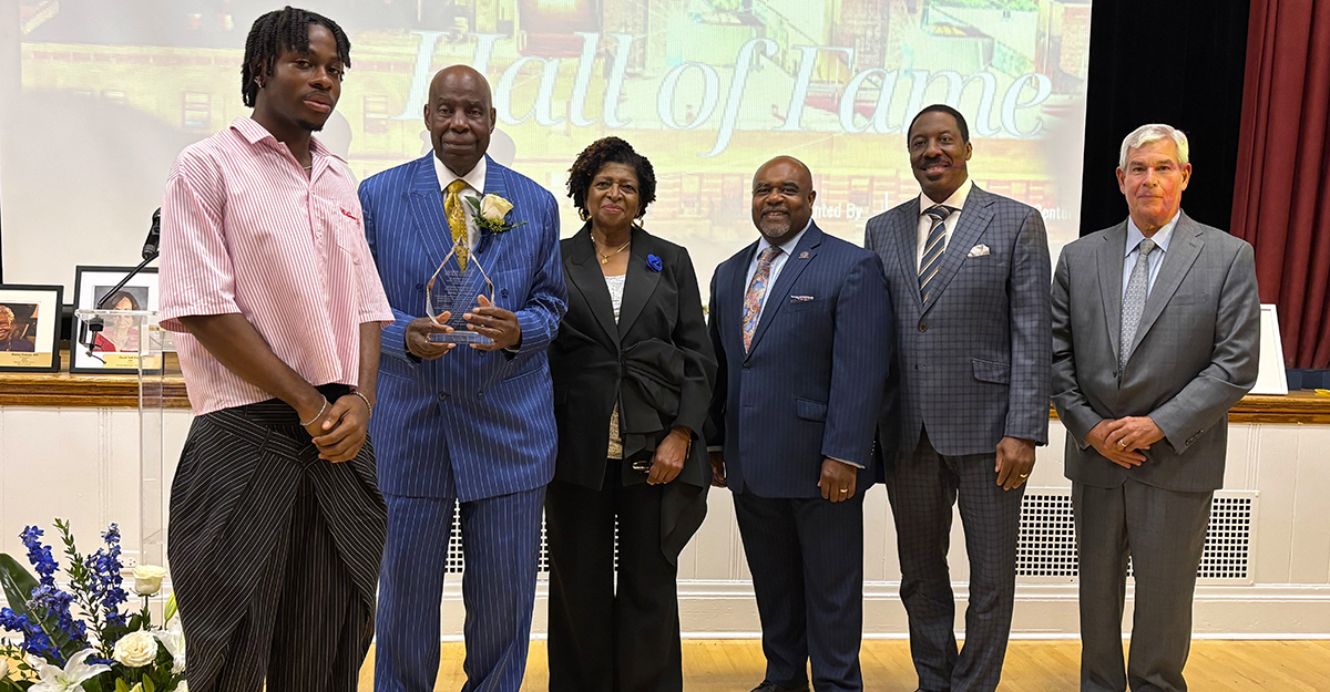 Henry J. Carter receives honors during the Hall of Fame Induction Ceremony at the LT. Joseph P. Kennedy Jr. Community Center in Harlem.